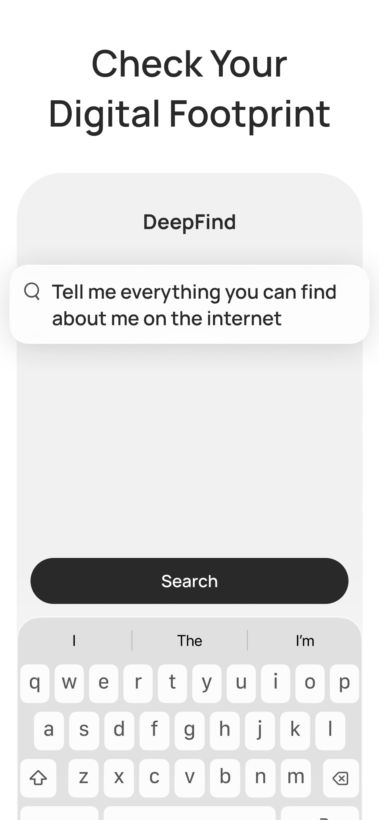 DeepFind digital footprint search prompt